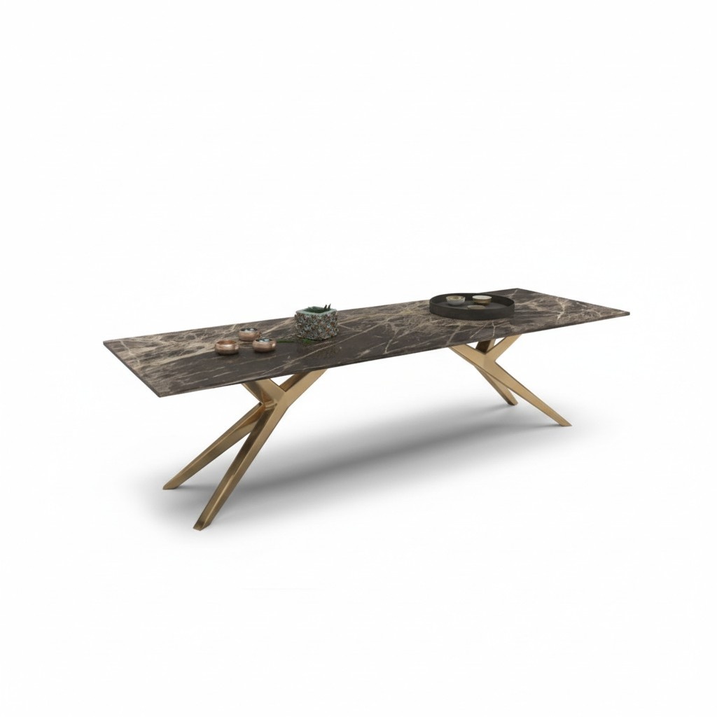 Luxuriöser Luxus Edelstahl Esszimmer Tisch Eleganter Marmor Tische Neu