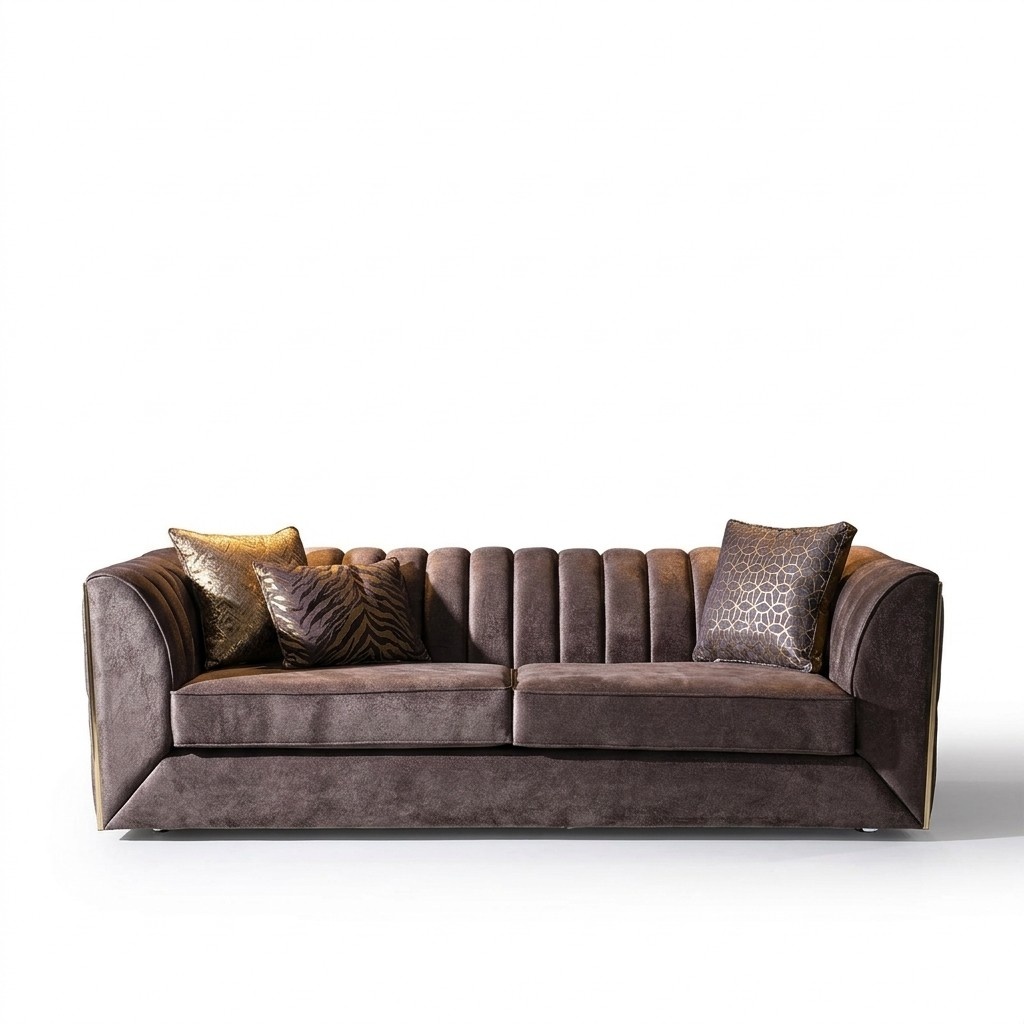 Luxuriöser Taupe Dreisitzer Wohnzimmermöbel Moderne Couch Textilsofas