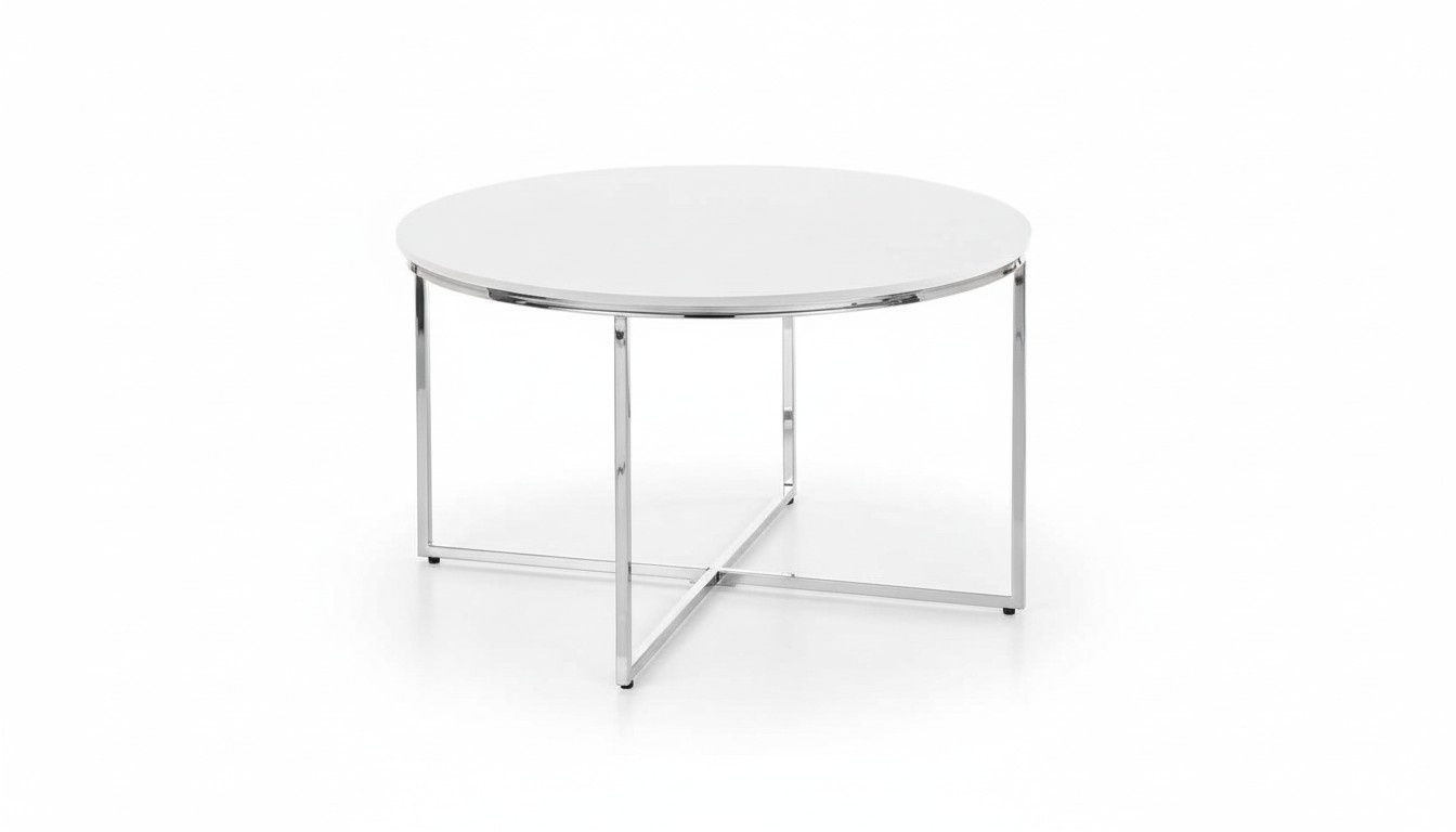 Luxuriöser weißer Couchtisch Beine aus weißem Metall silberfarben Wohnzimmer neu