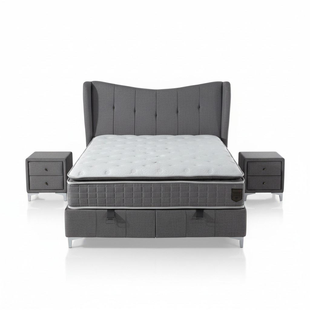 Luxuriöses Boxspringbett Elegantes Kopfteil für maximalen Komfort und Stil