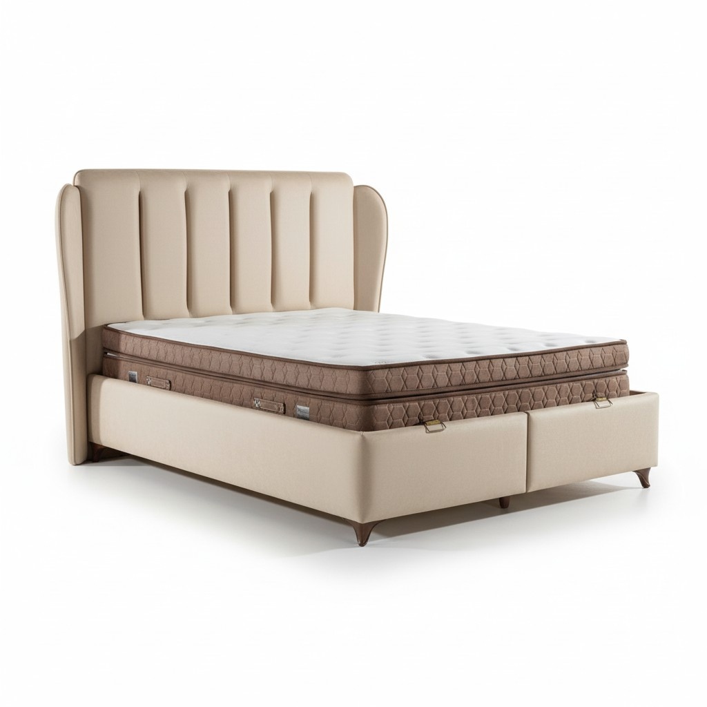 Luxuriöses Boxspringbett Elegantes Kopfteil für Komfort und stilvolles Wohnen