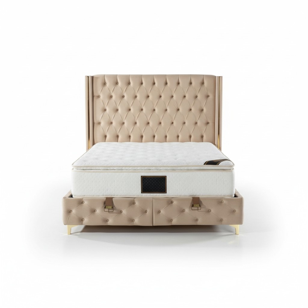 Luxuriöses Boxspringbett mit elegantem Kopfteil Modernes Design für Komfort