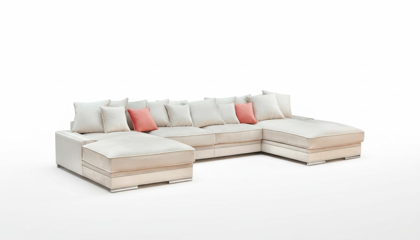 Luxus Textil Modern Desing Ecksofa in U-Form Wohnlandschaft Polsterecke Neu