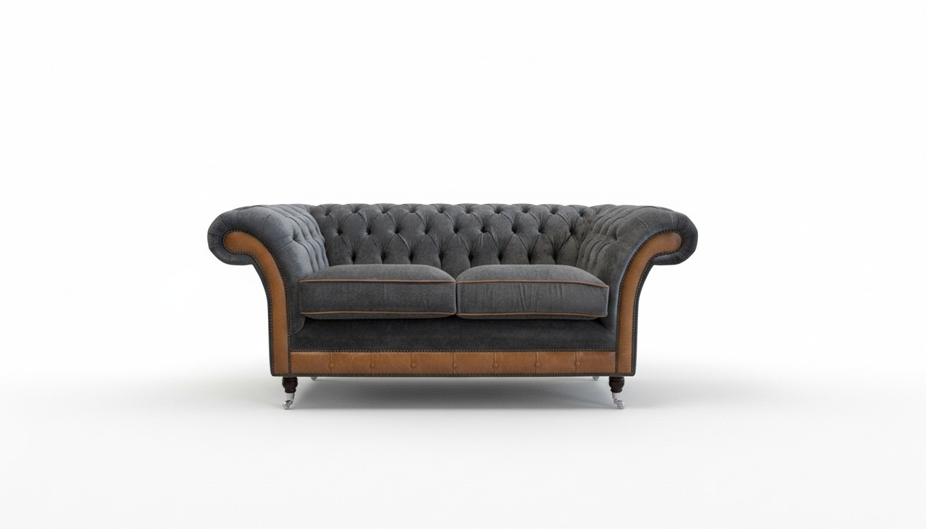 Luxus 2 Sitzer Couch Polster Sofa Textil Stoff Chesterfield Garnitur Neu