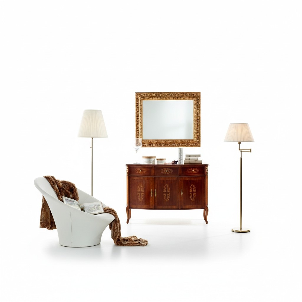 Luxus 2 tlg Set Designer Kommode und Spiegel Italienische Möbel Stil Barock