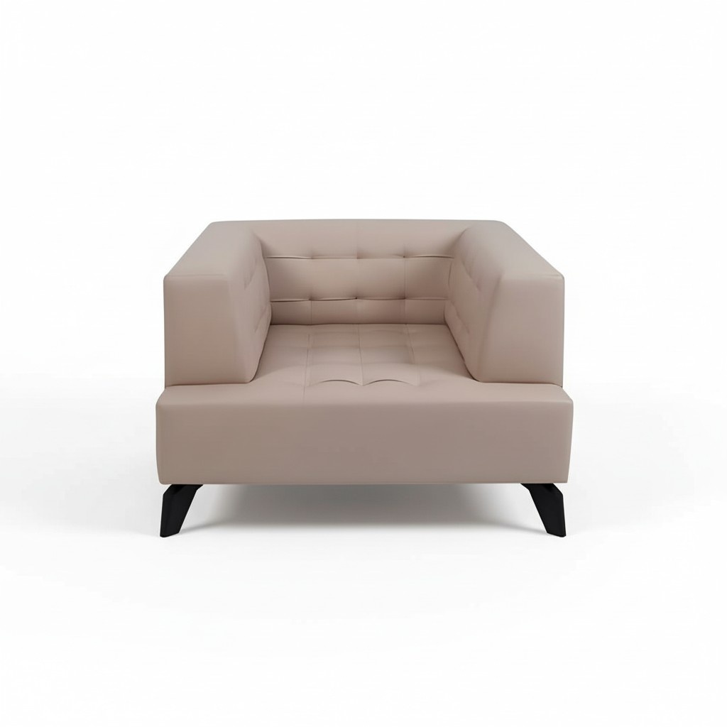 Luxus Beiger Ledersessel Polster Lounge Einsitzer Relax Clubsessel Stil