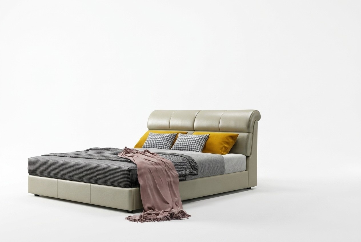 Luxus Bett Schlafzimmer Leder Polster Doppel Betten Holz 180x200cm