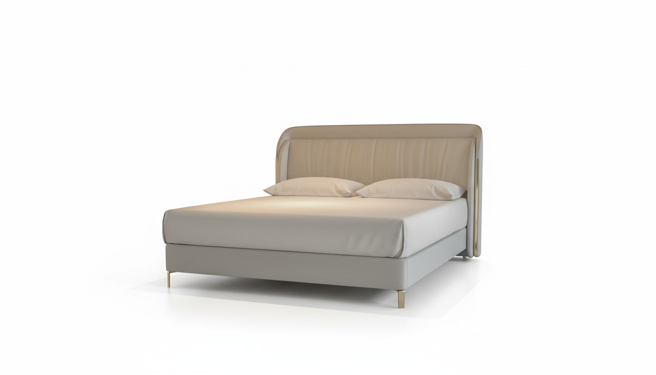 Luxus Bettgestell Modernes Design Grau mit Gold Bett Elegantem Kopfteil