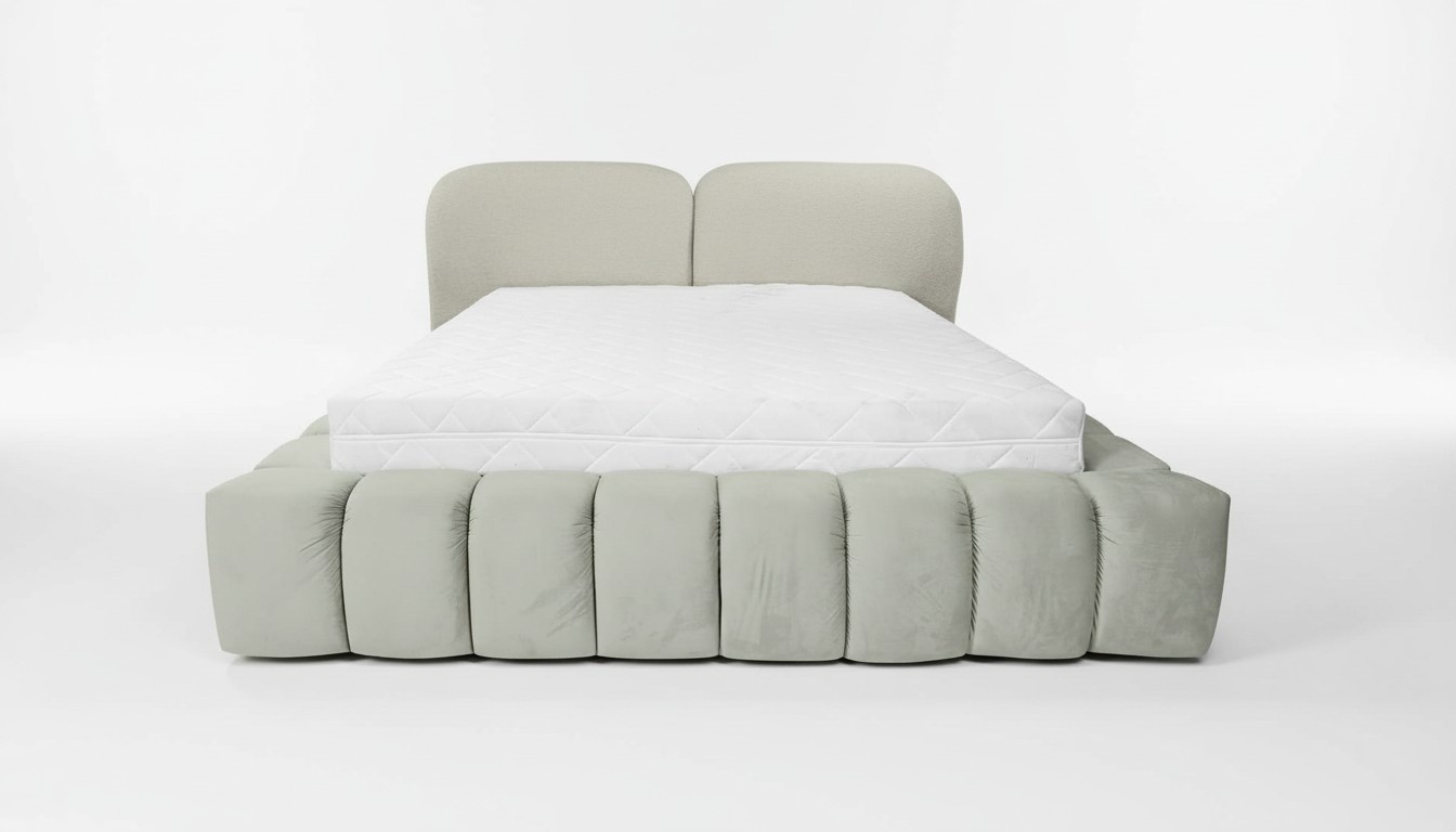 Luxus Bettrahmen 180x200 cm Farbe Grau Kopfteil Betten Schlafzimmer Möbel