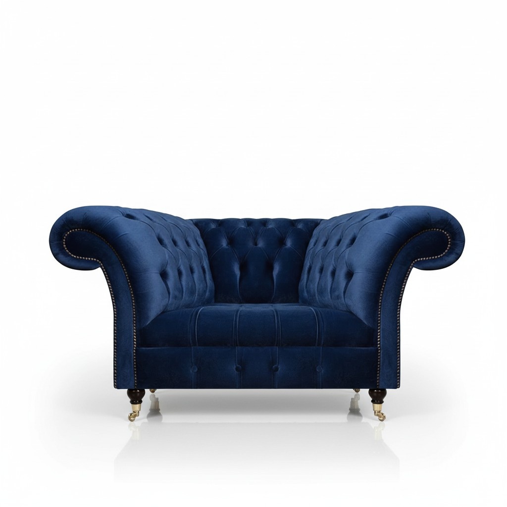 Luxus Blau Sessel Polstersitz Polstermöbel Wohnzimmer Neu Design Chesterfield