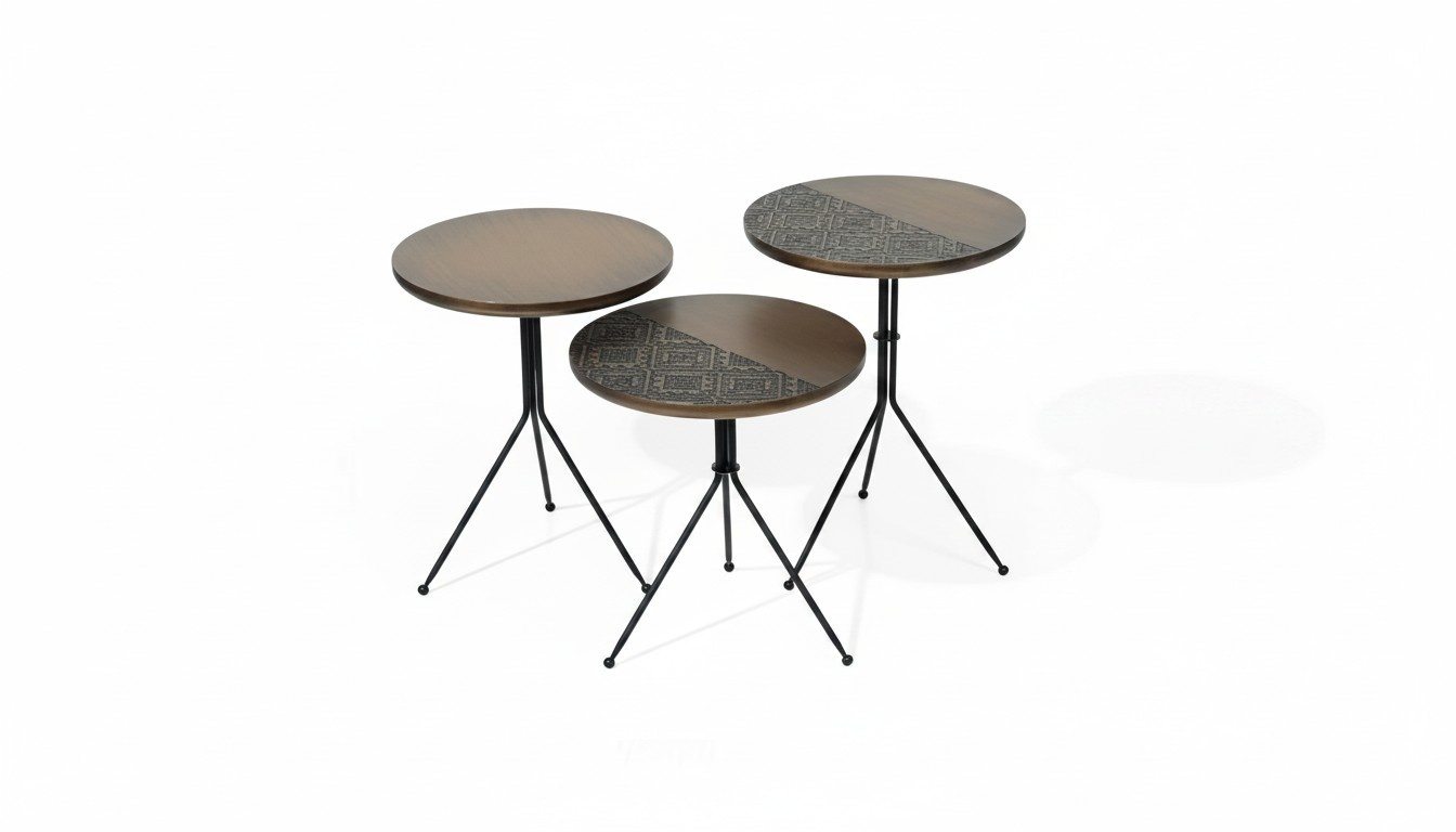 Luxus braun Beistelltische Set 3x Rundtische Moderne Wohnzimmer Tisch