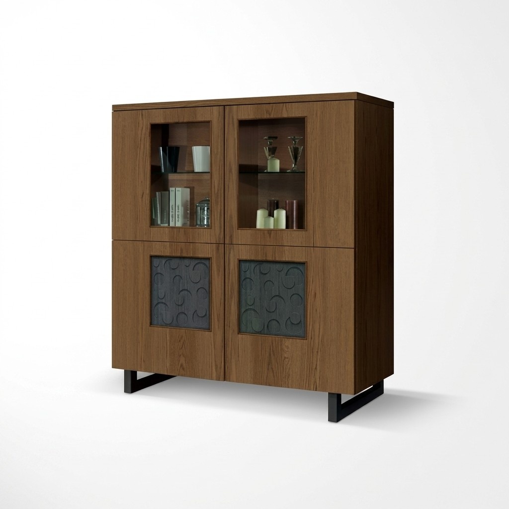 Luxus Braune Vitrine Mit Glastüren Standregal Aufbewahrungsschränke Neu