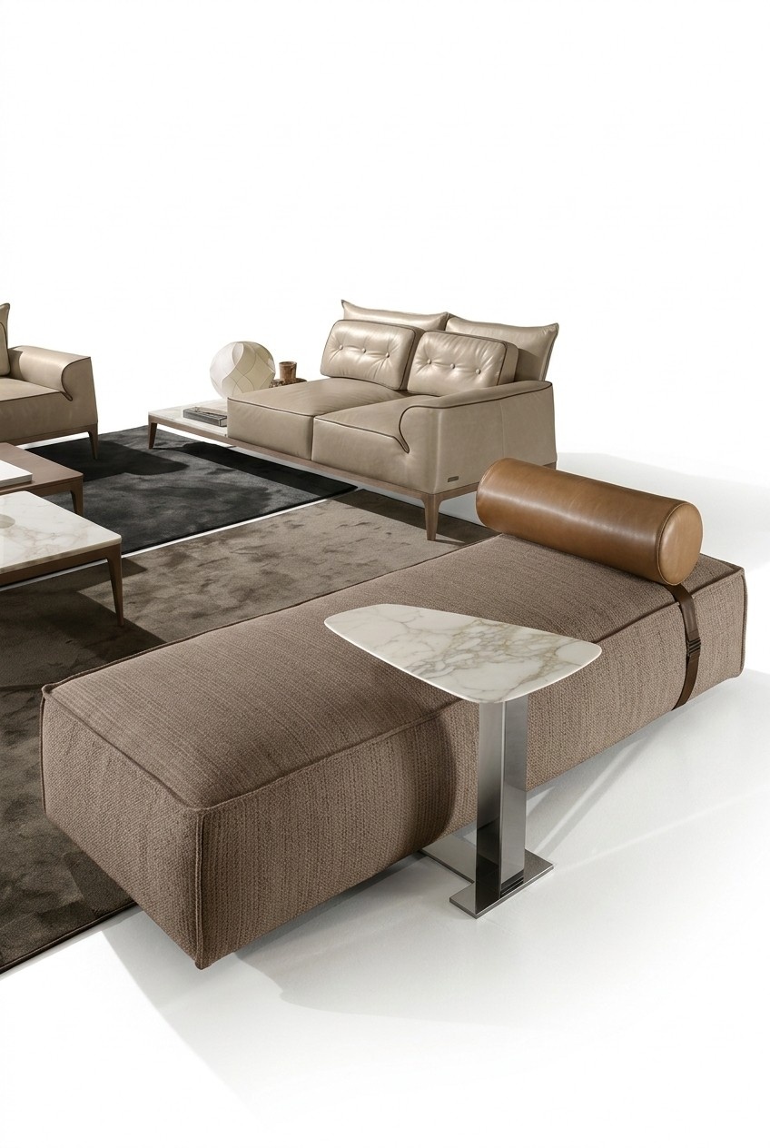 Luxus Chaiselongue Stoff Wohnzimmer Design Sofa Braun Möbel Couchen Prianera