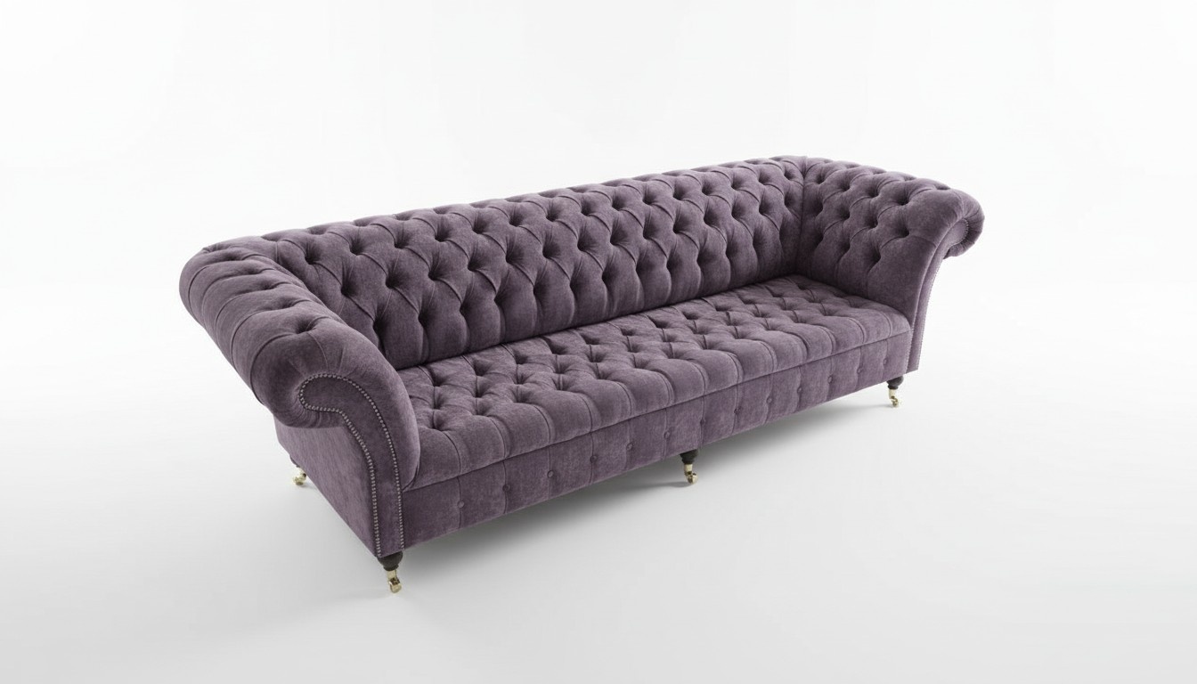 Luxus Chesterfield 4 Sitzer Couchen Textil Stoff Couchen Polster