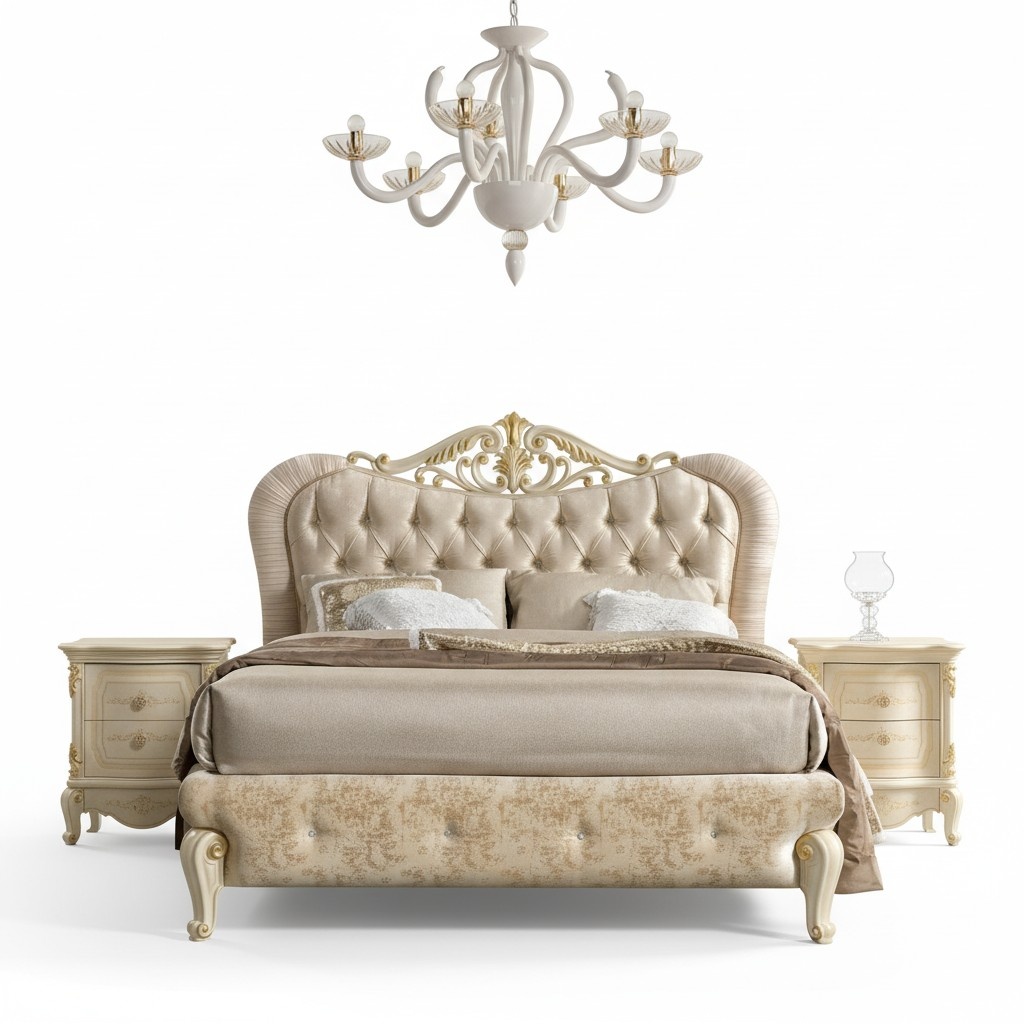 Luxus Chesterfield Bett Betten Polsterbett Doppel Italienisches Schlafzimmer Neu