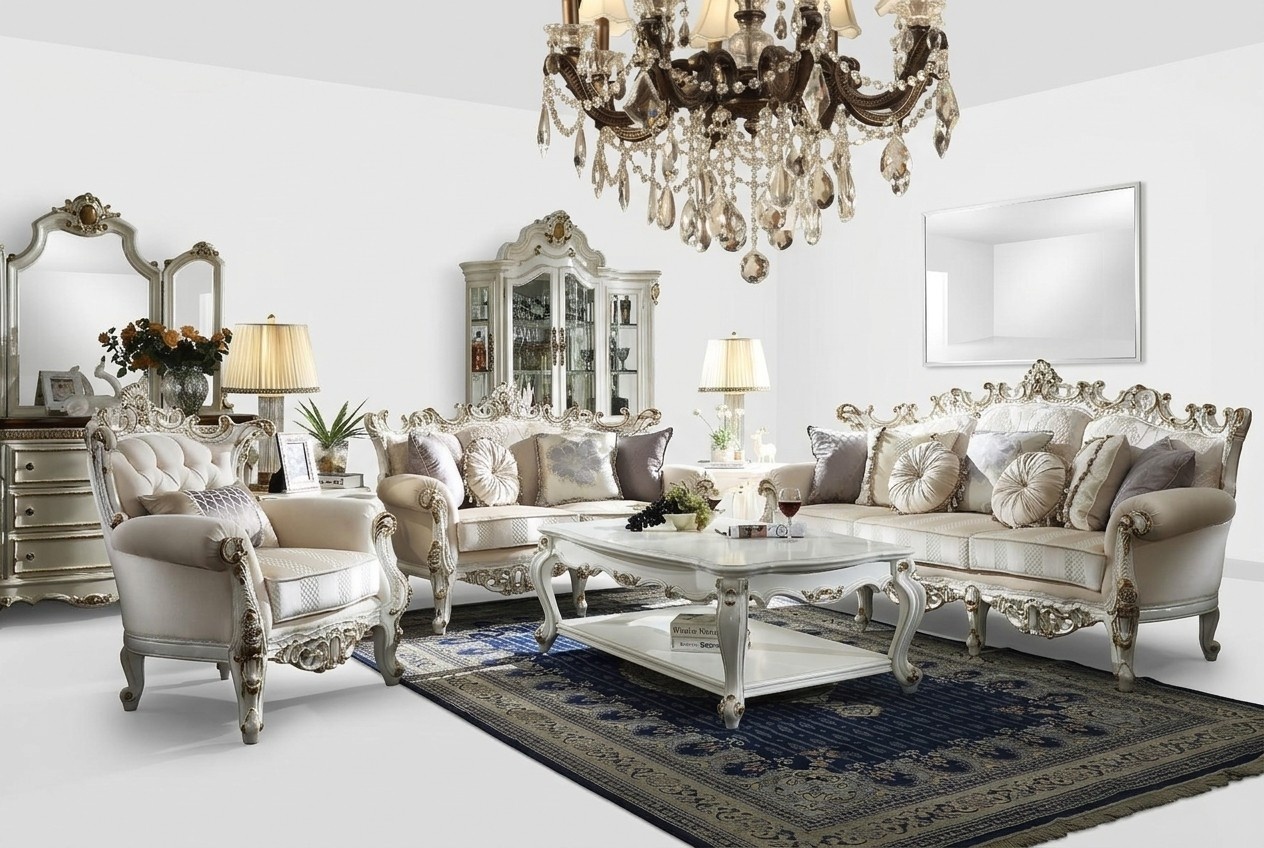 Luxus Chesterfield Sofagarnitur 3+2+1 Sitzer mit Couchtisch Möbel Couch