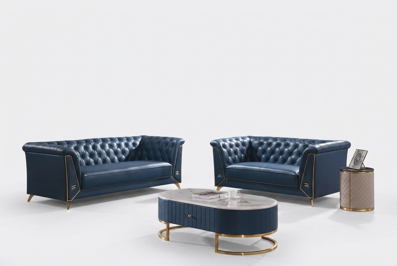 Luxus Chesterfield Sofagarnitur 3+2 Sitzer Couchtisch Möbel Couch