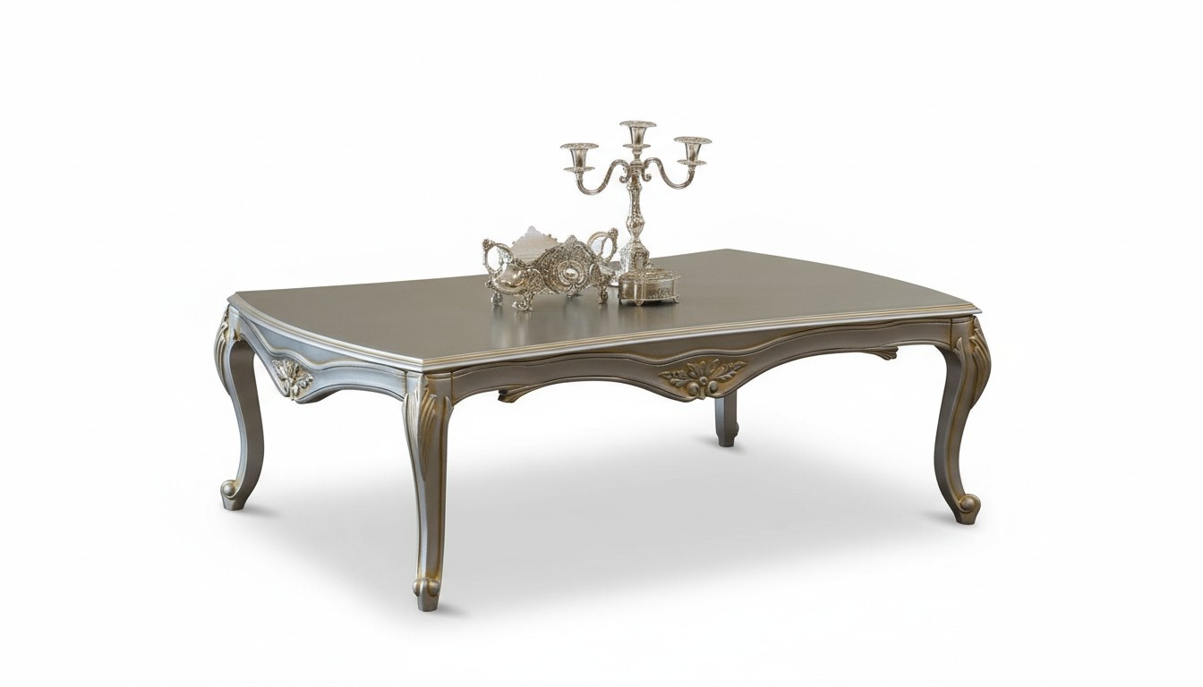 Luxus Couchtisch Klassische Couchtische Gold Silberner Tisch Holz