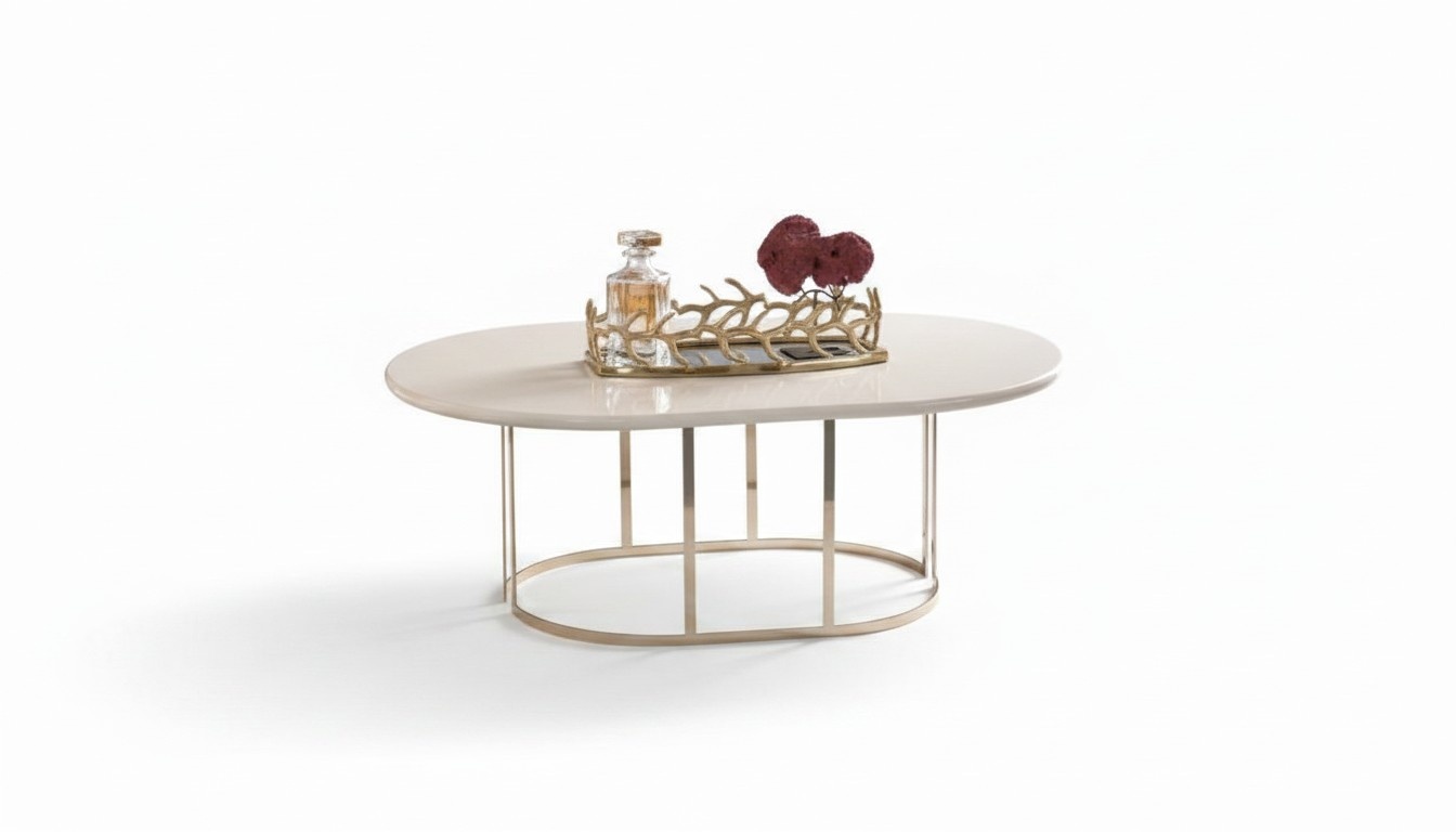 Luxus Couchtisch Oval Beistelltisch Sofatisch Kaffeetisch Tisch Hochglanz