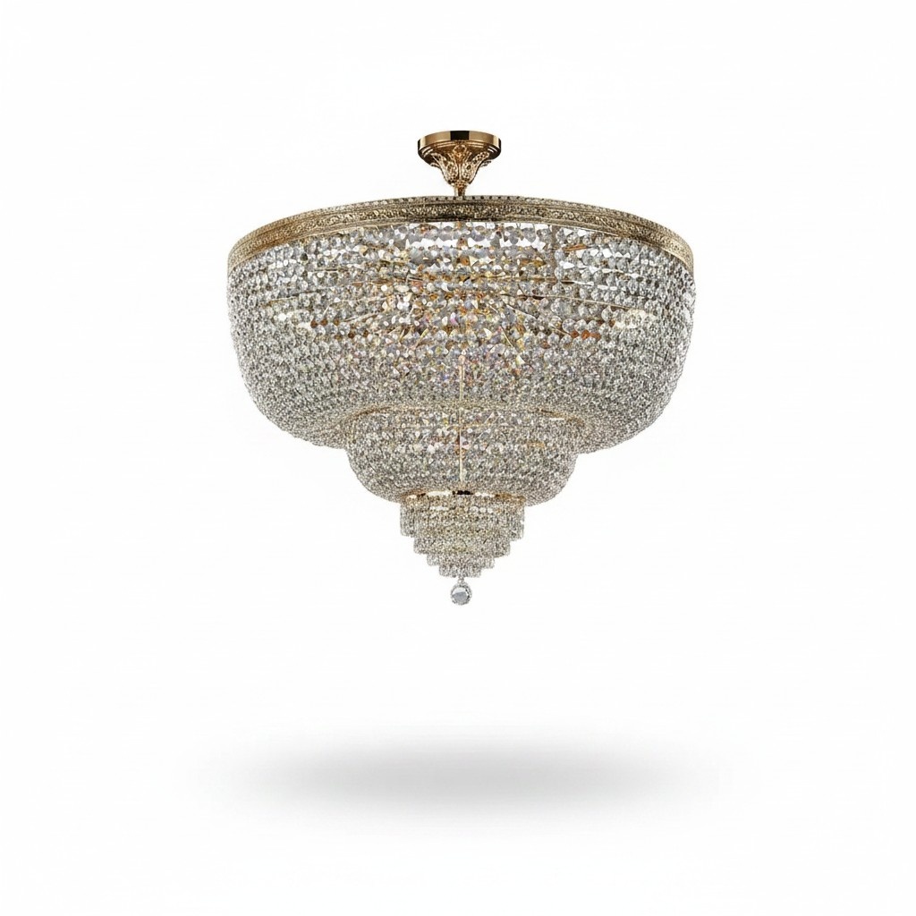 Luxus Deckenleuchte Luster Lampe Leuchten Kronleuchter Kristall Gold 100cm