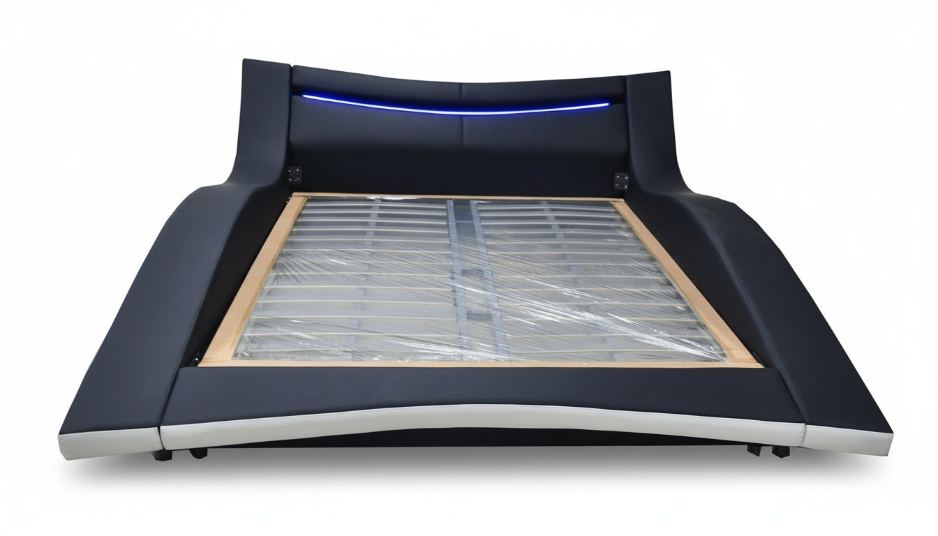 Luxus Design Leder Doppel Hotel Bett mit USB Gepolstertes Ehe Betten