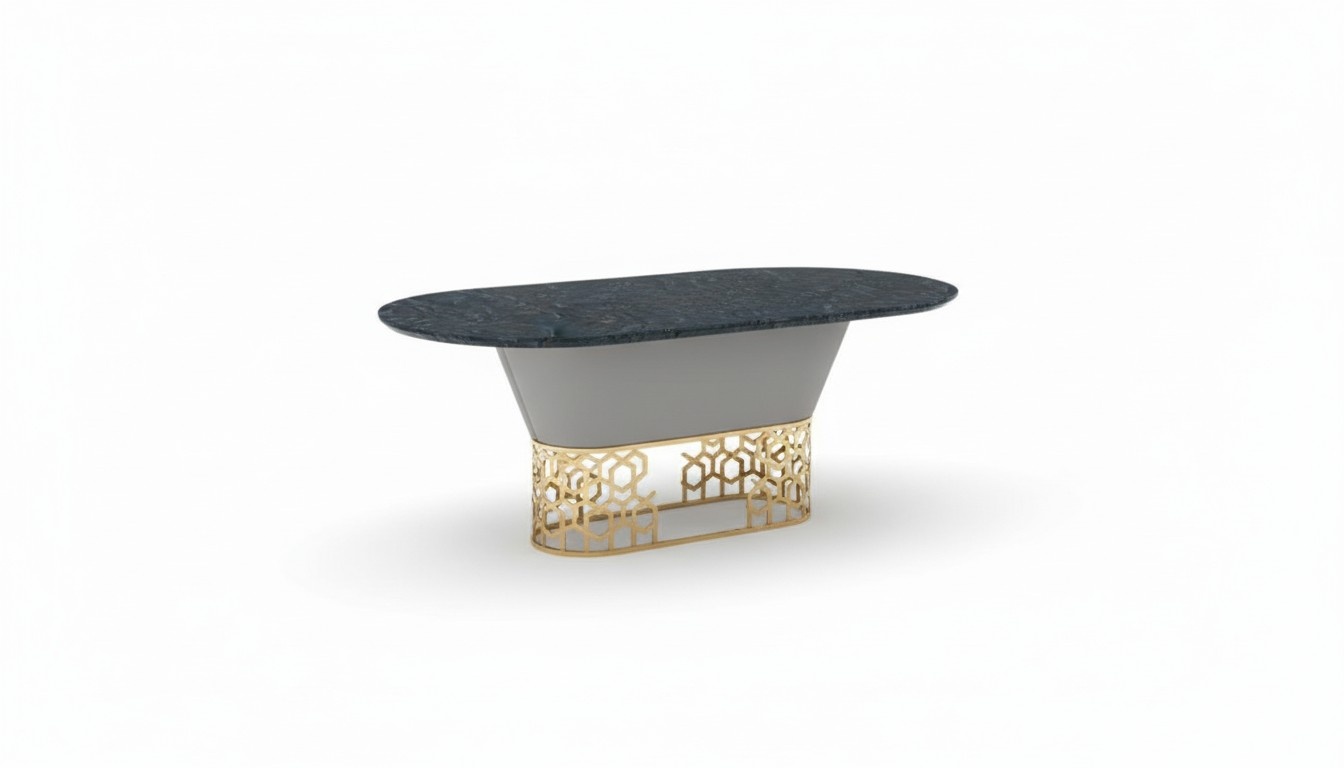 Luxus Designer Edelstahl Metall Esstisch Tische Wohn Zimmer Marmor Design