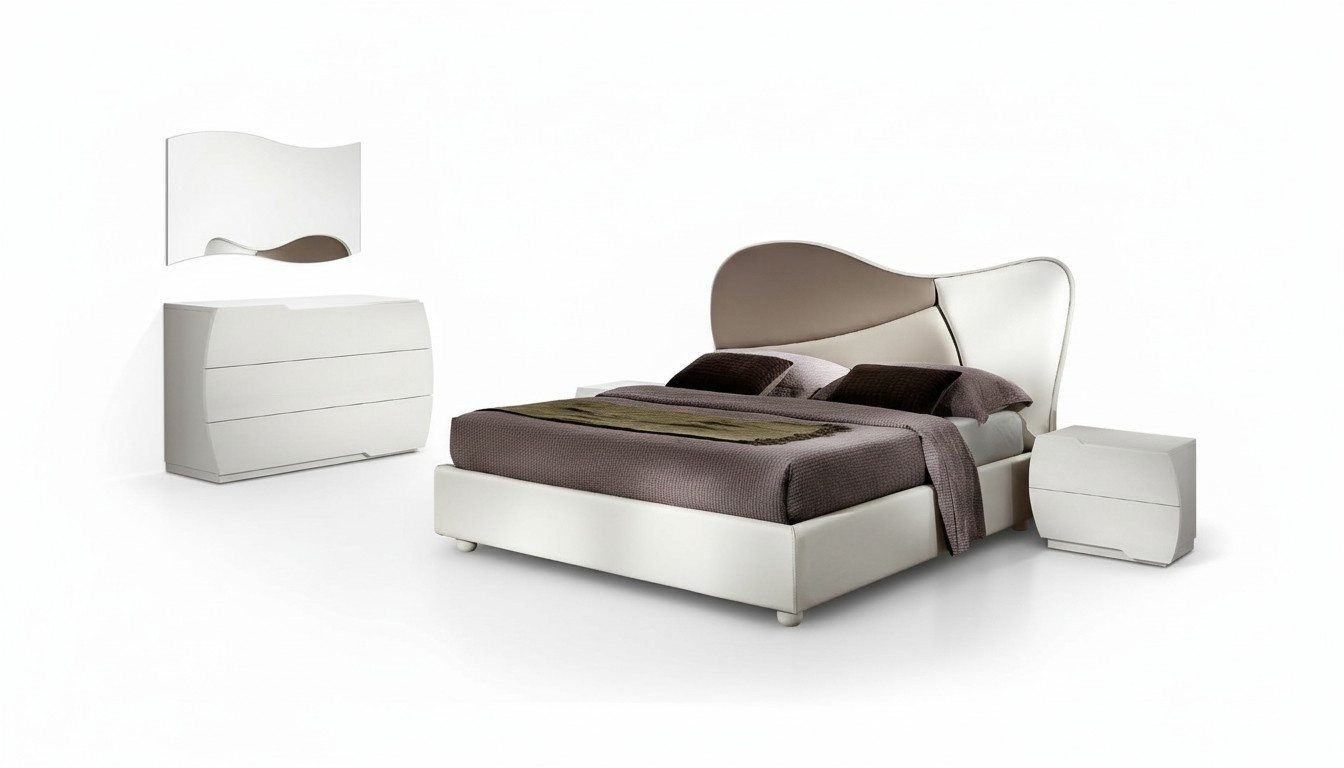 Luxus Doppel Bettgestelle Bett Weiß Doppelbett Leder Holz Modern Design Neu