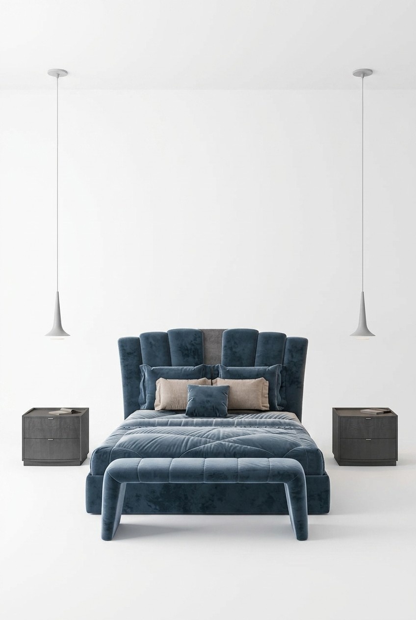 Luxus Doppel Hotelbetten Italienische Möbel Neu Modernes BettBlau Polster Design