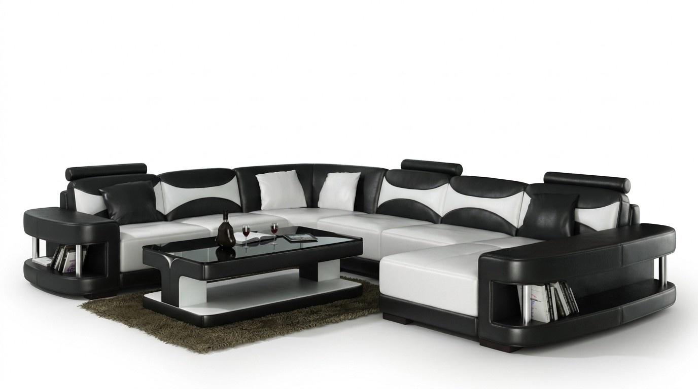 Luxus Ecksofa Sofa Polster Couch Wohnlandschaft U Form - Ledersofas