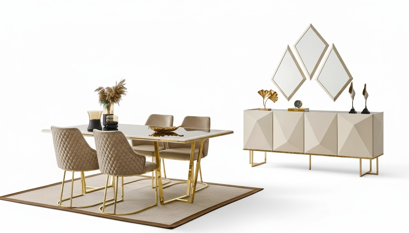 Luxus Essecke Essgruppe Esstisch Stühle Beige Set 11tlg Esszimmer