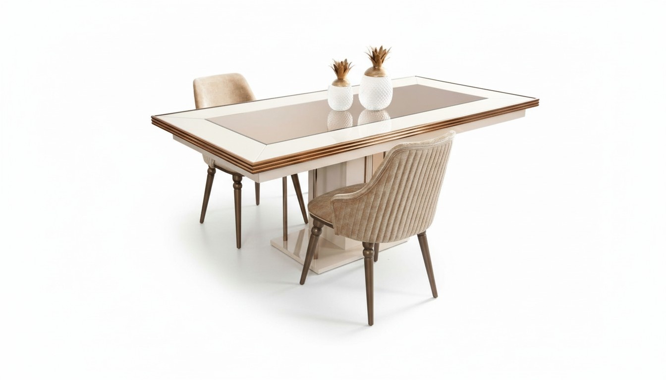 Luxus Esstisch Tisch Beige Glastisch Holztisch Designer Tischer Küche