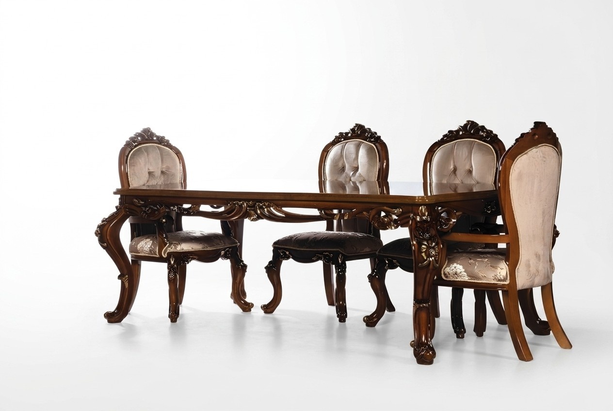 Luxus Esszimmer Esstisch Stuhl Gruppe Garnitur Set Holz Tisch Tische 5tlg. Sets