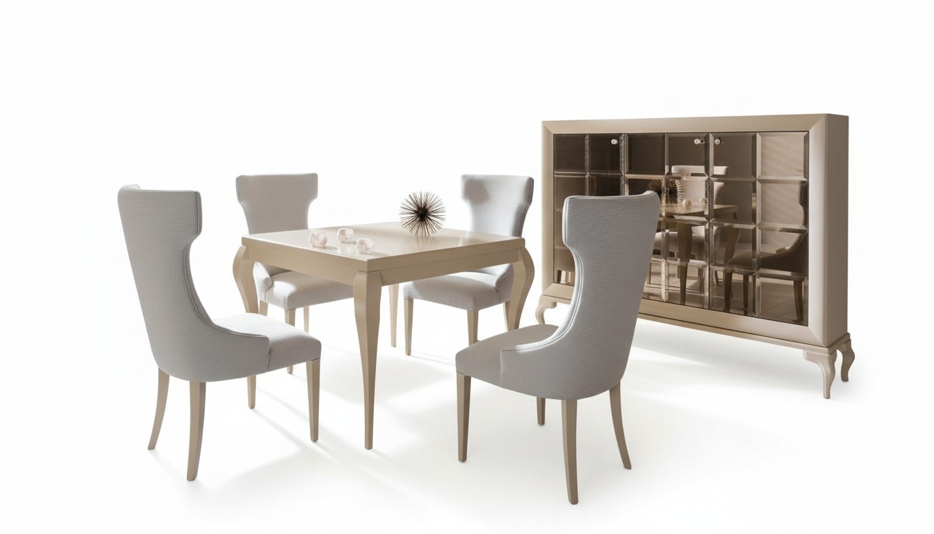 Luxus Esszimmer Esstisch Stuhl Essgruppe Essecke Stühle Weiß Set 5tlg