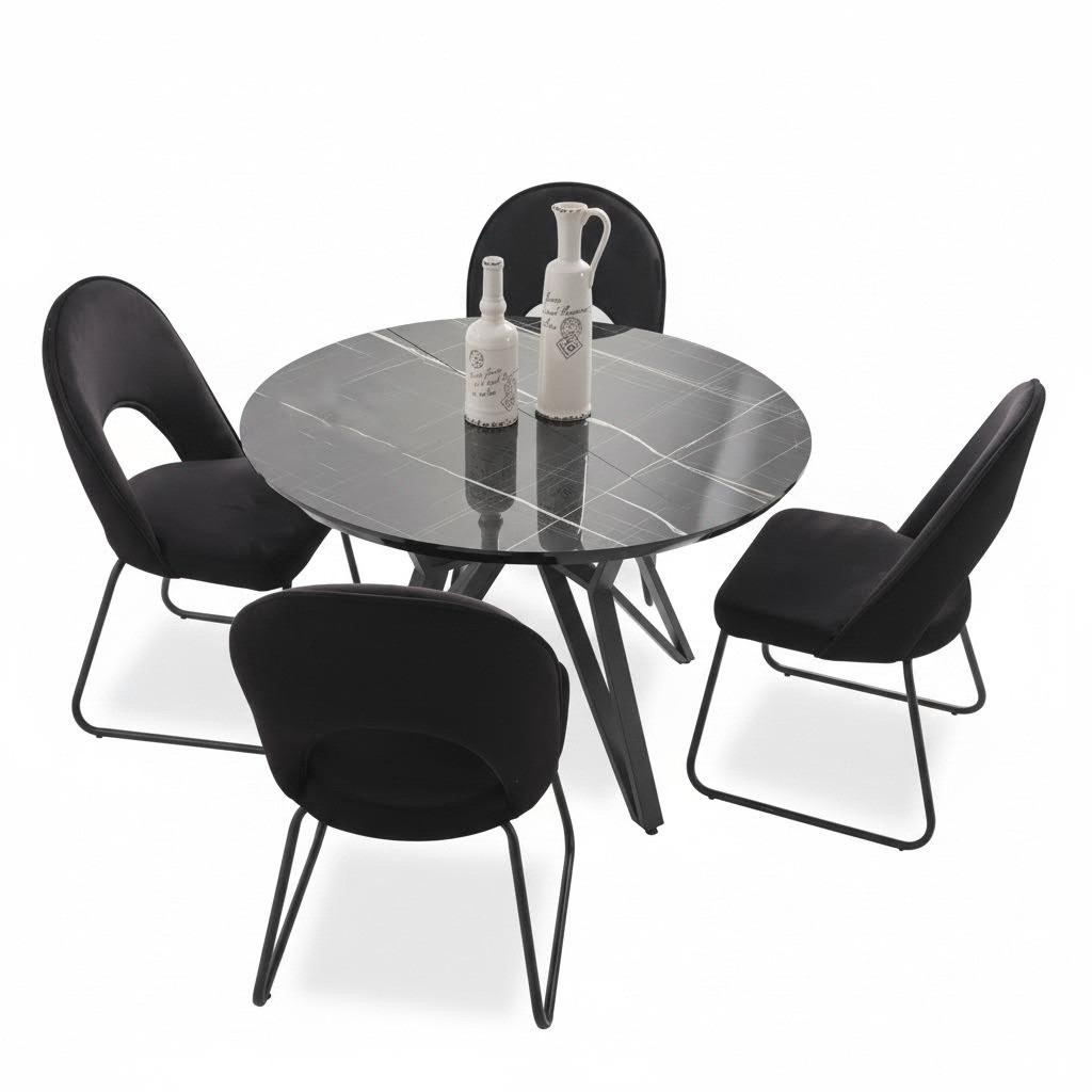 Luxus Esszimmer set Esstisch 4x Stühle Stuhl Textil Essgruppe Garnitur Neu