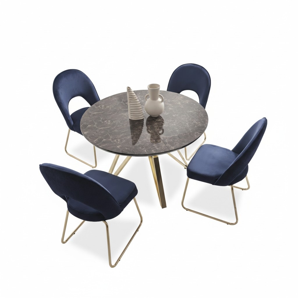 Luxus Esszimmer set Esstisch 4x Stühle Textil Essgruppe Modern Garnitur Neu