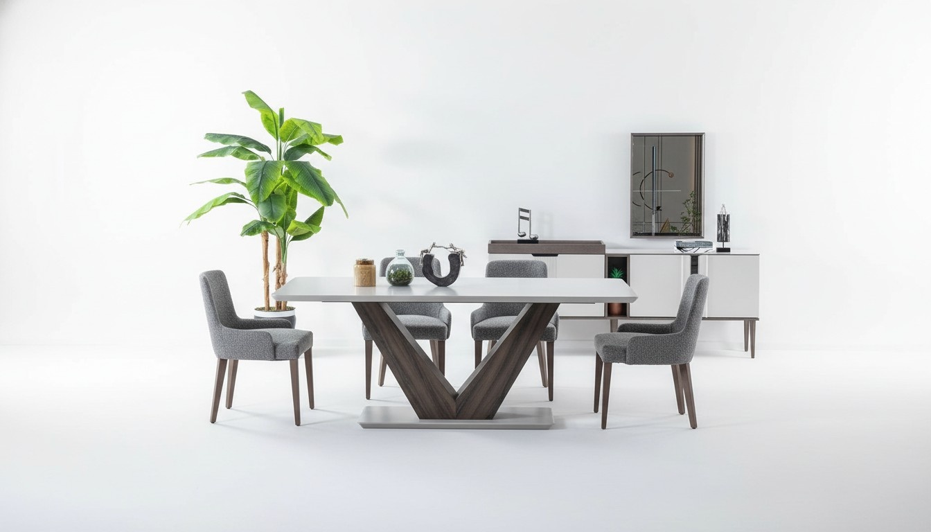 Luxus Esszimmer Set Esstisch 4x Stühle + Anrichte mit Spiegel Neu Set