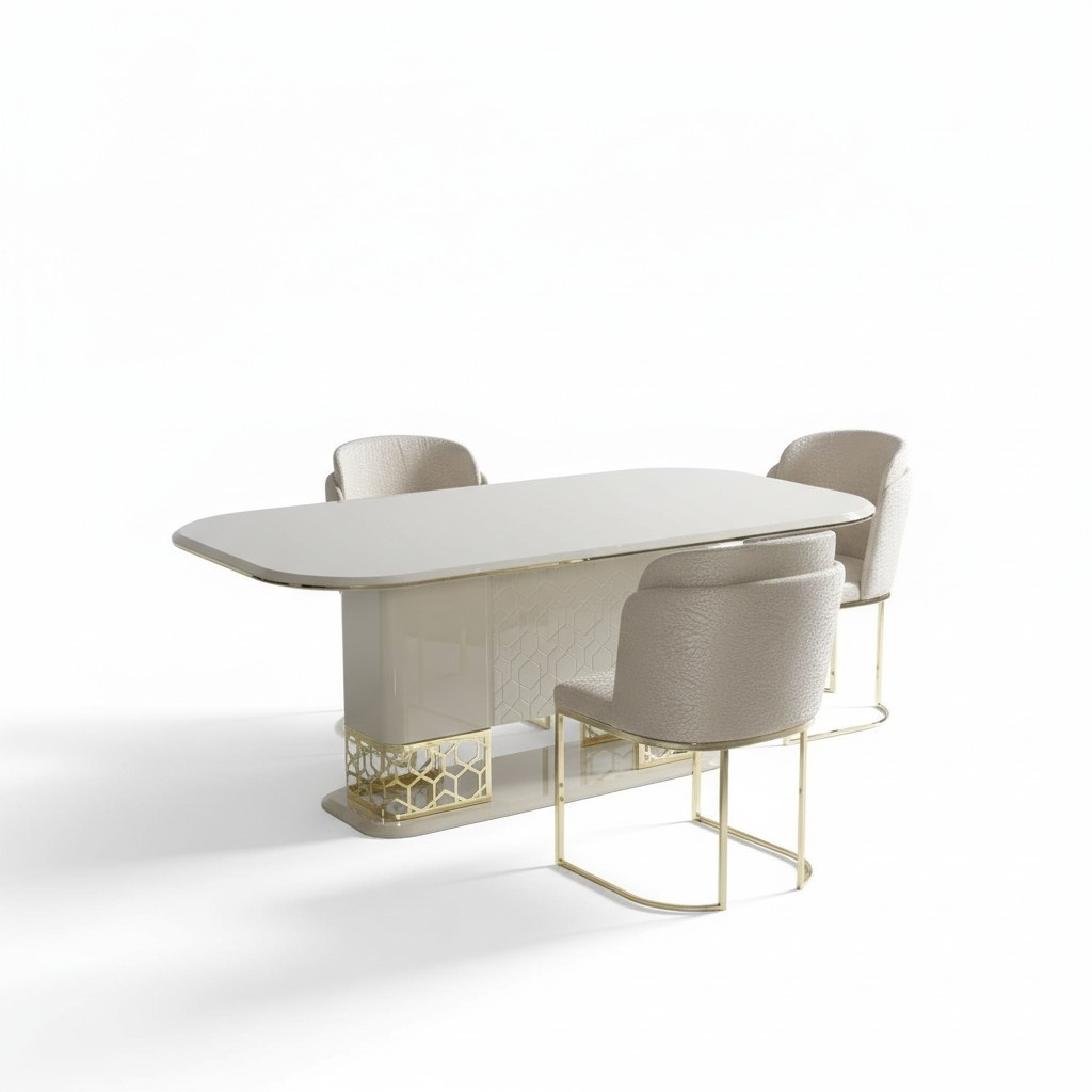 Luxus Esszimmer Set Esstisch mit 4x Lehnstuhl Essgruppe Essgarnitur Stuhlgruppe