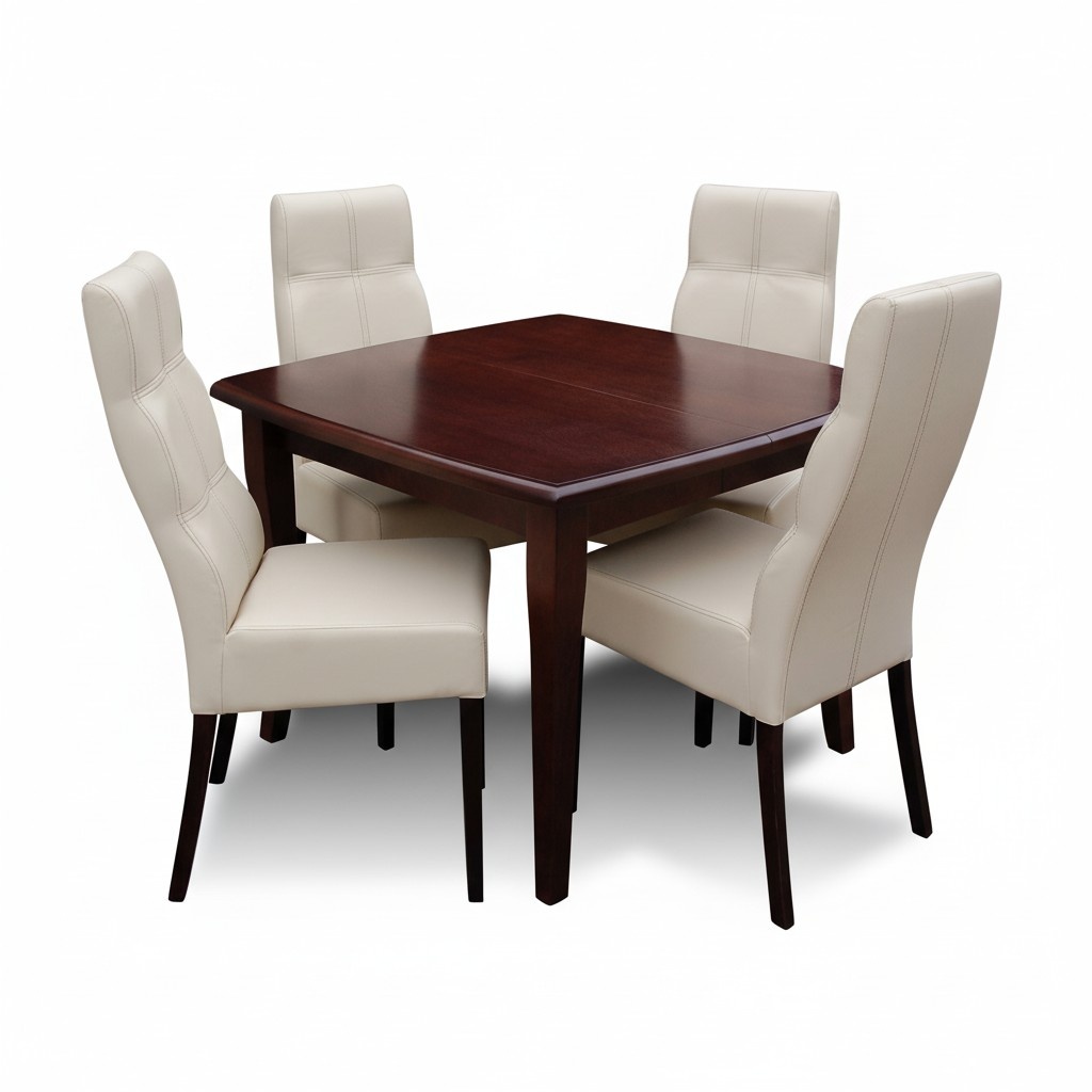 Luxus Esszimmer Set Garnitur 5tlg Braun Holz Möbel 4xStuhl Tisch Stil Modern Neu