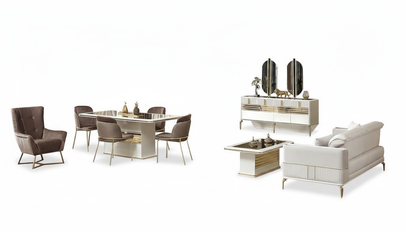 Luxus Esszimmer Wohnzimmer Einrichtung Komplette Garnitur 10tlg Möbel Set