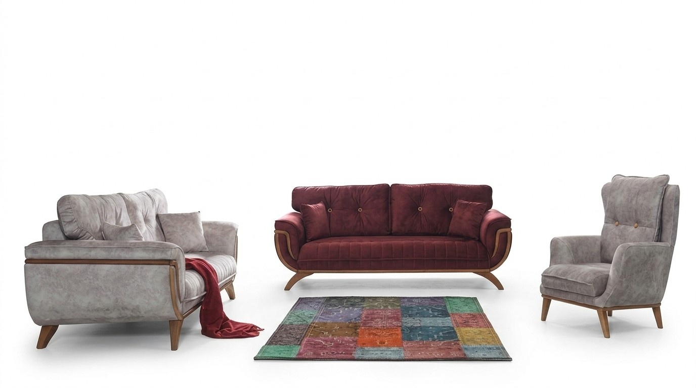 Luxus Garnitur Set Sofagarnitur 3+3+1 Sitzer Modern Sofas Sessel