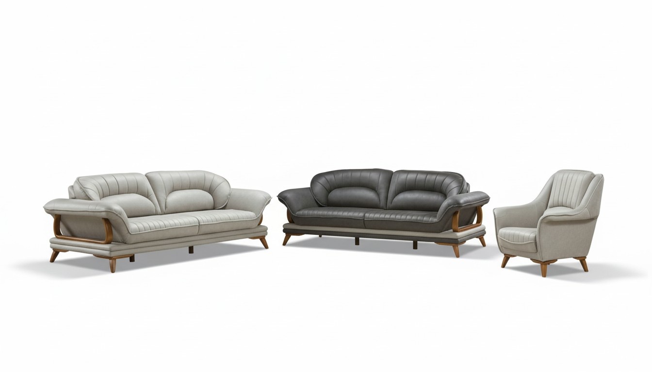Luxus Garnitur Set Sofagarnitur 3+3+1 Sitzer Sofas Sessel Stoff 3tlg.