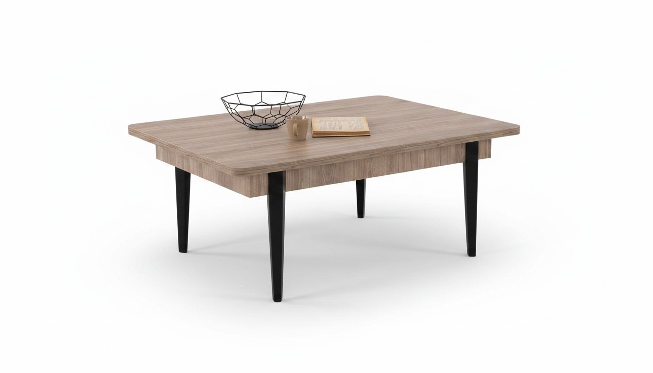 Luxus Hellbrauner Wohnzimmer Couchtisch Stilvoller Rechteckiger Holztisch