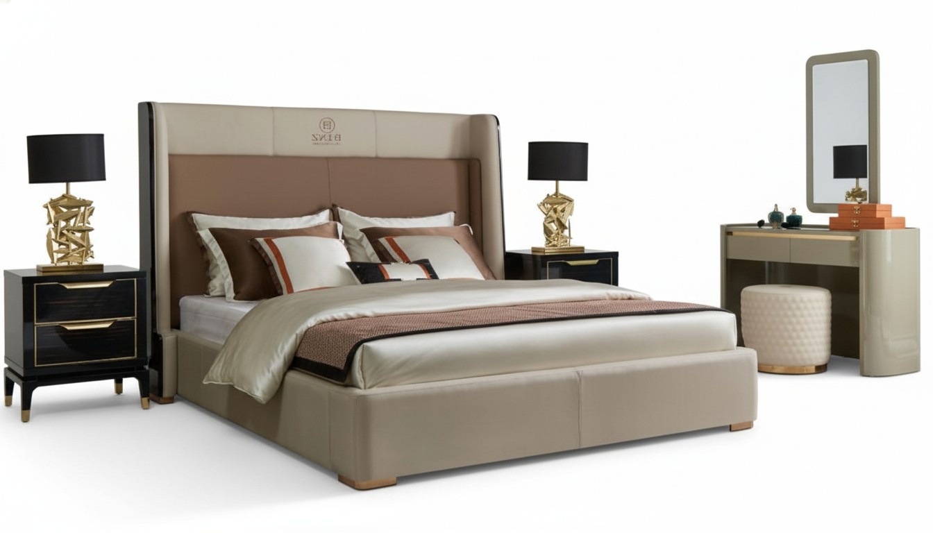 Luxus Hotel Betten Doppel Bett Design Holz Modern Bett 180x200