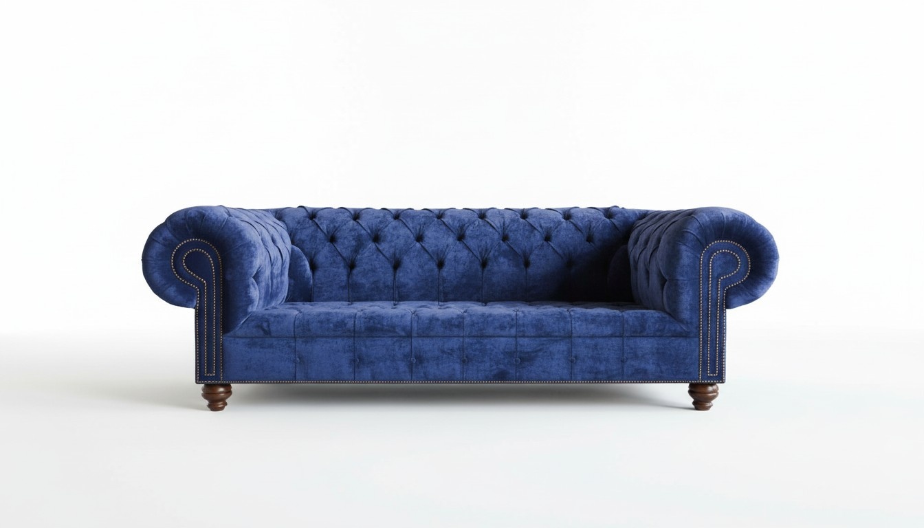 Luxus Klasse Chesterfield Blaue Textil Stoff Sofa Couch Sofas Couchen