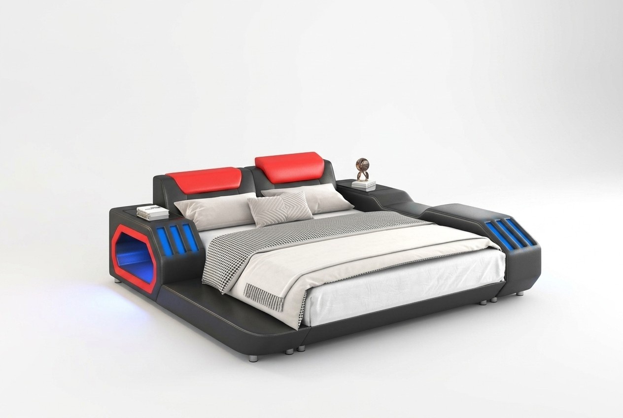 Luxus Led Betten Beleuchtetes Schlafzimmer Bett Lederbett Möbel