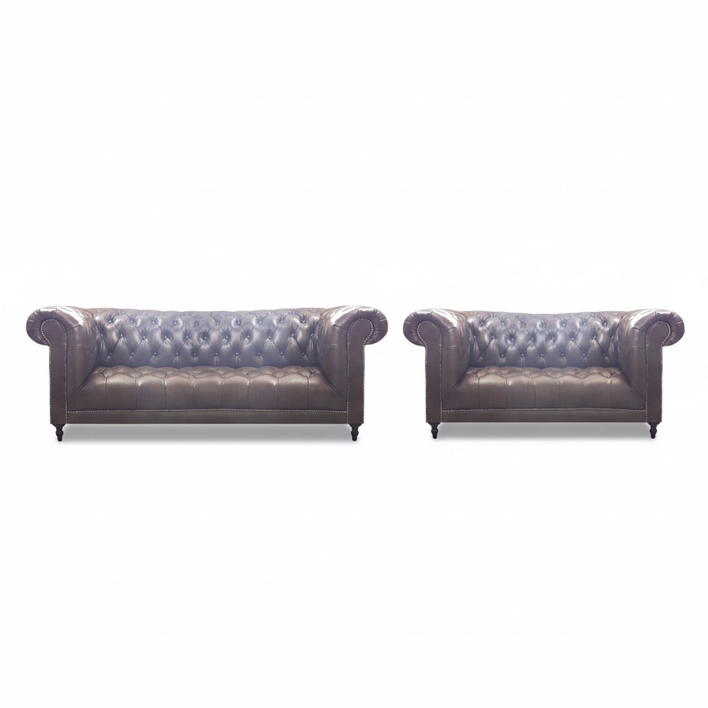 Luxus Leder 2x Sofas Komplett Wohnzimmer Einrichtung Polstermöbel Einrichtung