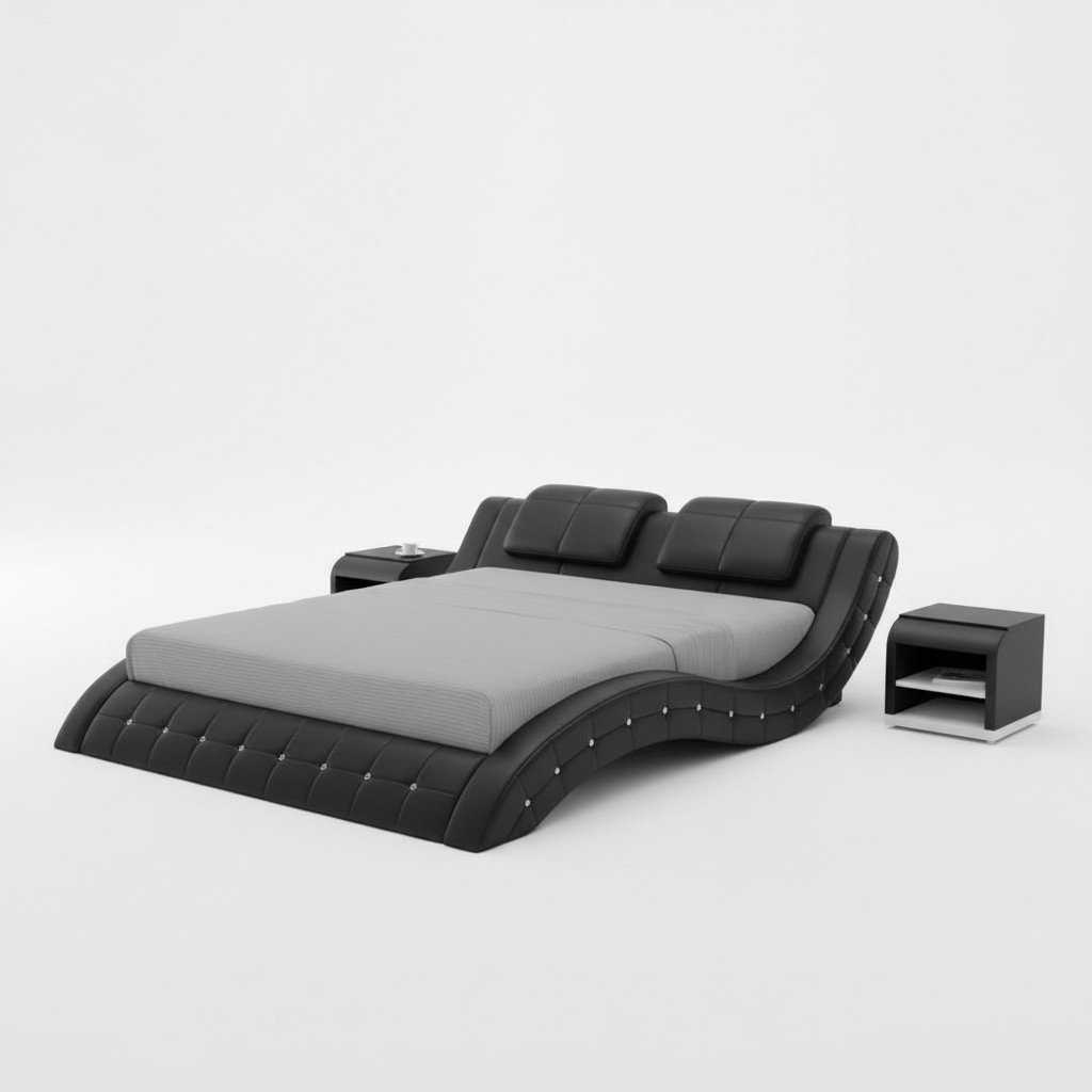 Luxus Leder Bett USB Design Polster Betten Doppel 140/160/180 LB8824