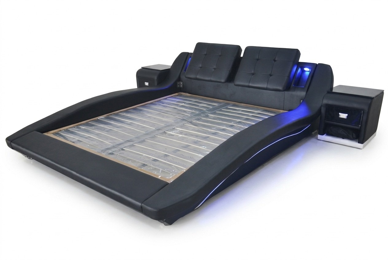 Luxus Leder Design Polster Betten Doppel Modernes Bett Ehe Exclusiv