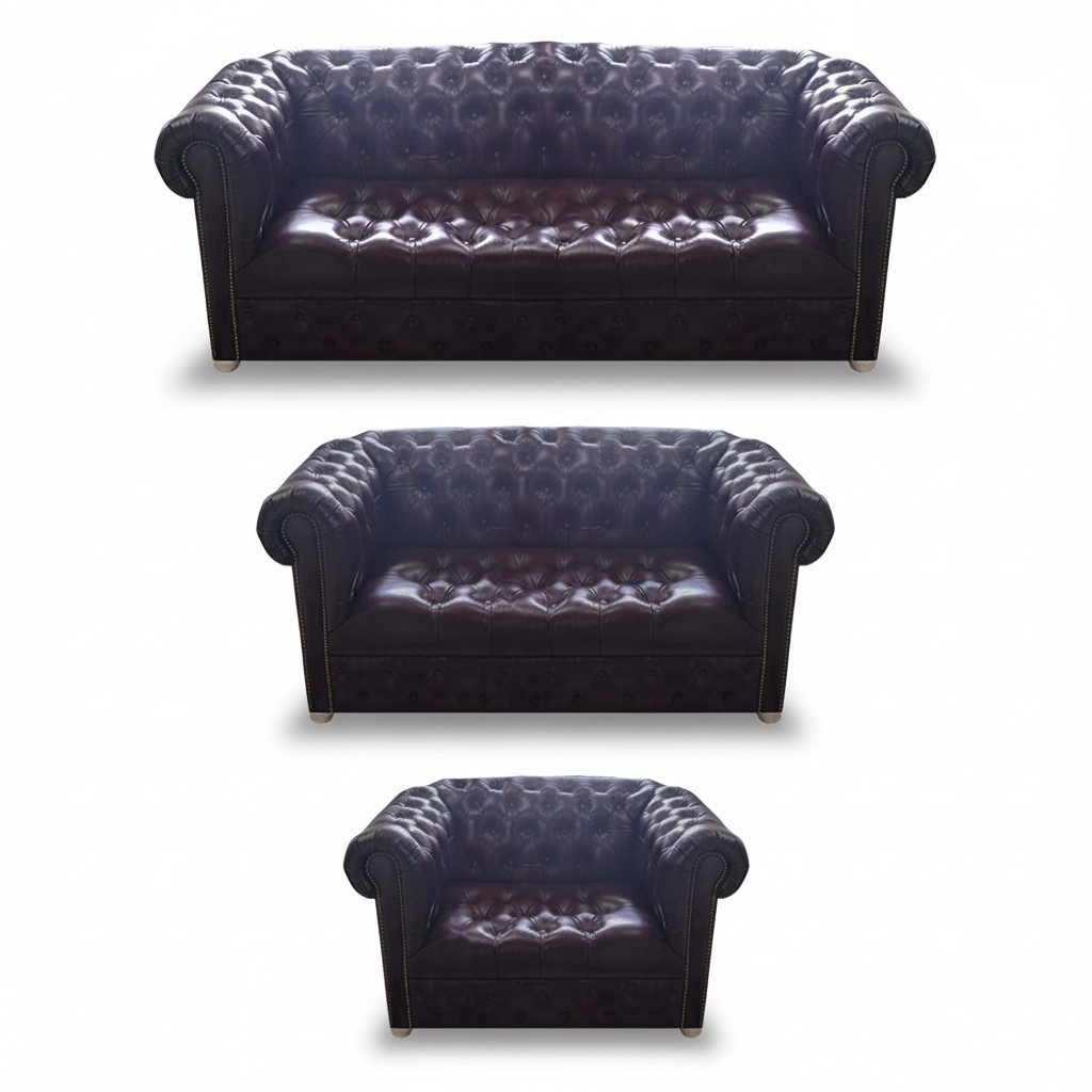 Luxus Leder Komplett Chesterfield Braun Sofa Einrichtung Wohnzimmer Couch Sessel