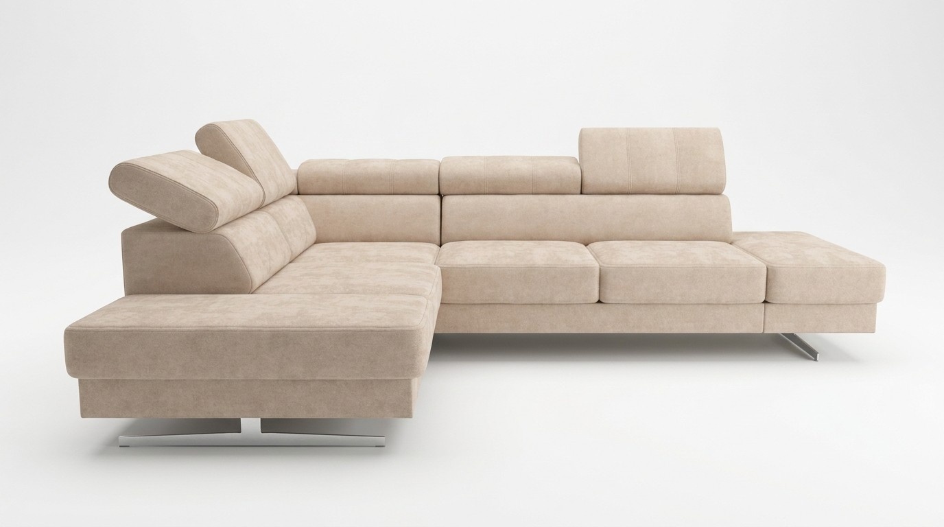 Luxus Möbel Ecksofa L Form Couch Design Polsterung Textil Sofas Holz Garnitur